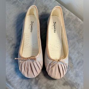 Soft French Grey Repetto Flats with Rose Gold Detail size 39